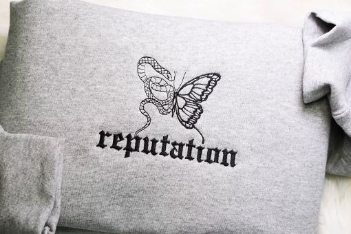 Reputation TS Embroidered Sweatshirt,Reputation Snake TS inspired sweatshirt, Taylor Swiftie Gift, Butterfly Snake Swiftie Reputation shirt