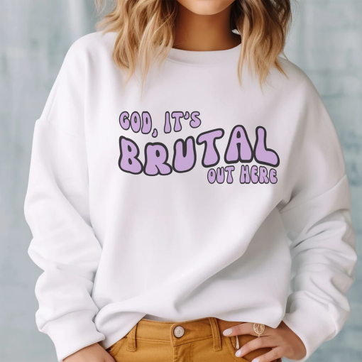 God Its Brutal Out Here Sweatshirt, Olivia Rodrigo Merch, Olivia Rodrigo Sweatshirt, Olivia Rodrigo Guts, Guts Album,Sleeve print sweatshirt