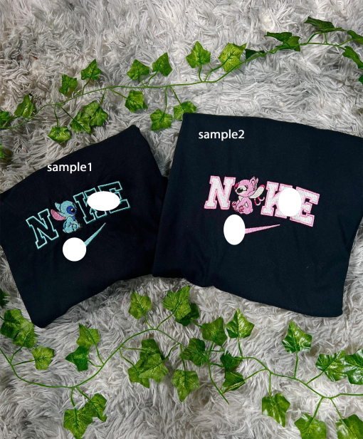 Sti..tch And A..ngel Matching Hoodies, Funny Couple Sweatshirt, Where I Go Trouble Follows Shirt, Couble embroidered sweatshirt