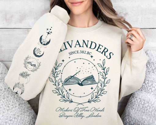 Retro Book Librarian Sweatshirts, Ollivanders Wand Shop Shirt, Librarians Bookish Crewneck,Wizard Book Sweater,Magic Wizard, Book Nerd Gifts