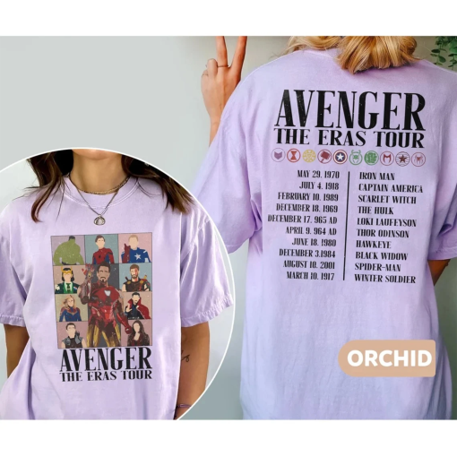 Two-Sided Avengers Eras Tour Comfort Colors Shirt, Marvel Avengers Shirt, Marvel Superhero Shirt, Avenger Assember Shirt, Marvel Fan Gift