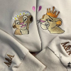 Lady and The Tramp Embroidered Dog Couple Lovely Characters Embroidered Personalized Couple Valentine’s Day Shirt