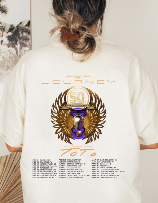 Journey Freedom Tour 2024 T-shirt, Journey With Toto 2024 Concert Shirt, Journey Band Fan Shirt, Journey Shirt Gift, Unisex Journey Shirt