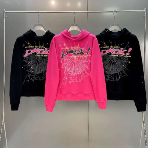 Young Thug Sp5der Hoodies,Sp5der Pink Hoodies,Spider Web Print Hoodie,Punk Hoodies,Zip Up Hoodie,Hip Hop Hoodie,Oversize Hoodie,Women Hoodie