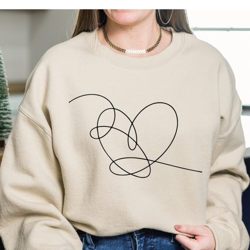 BTS Love Yourself Heart Sweatshirts, BTS HOODIE, Kpop Sweatshirt, Heart Art Line Shirt, Love Yourself T-Shirts