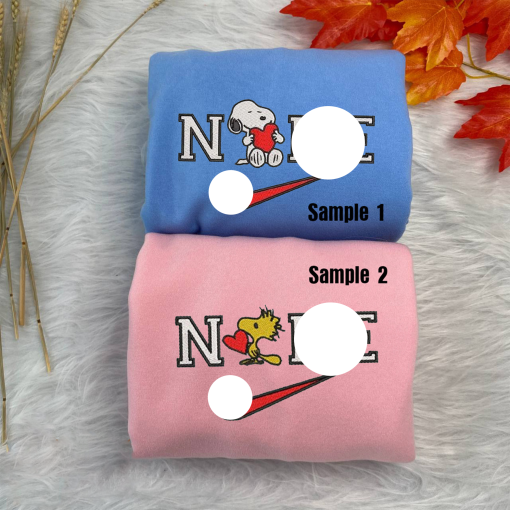 Sn.oo.py And Wo.o.dst.o.ck Embroidered Sweatshirts, Couple Matching Embroidered Sweatshirt, Christmas Sweatshirt, Anniversary Gift