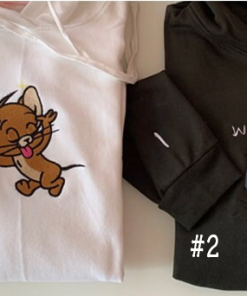 Couple Tom And Jerry Embroidered Hoodie Sweatshirt