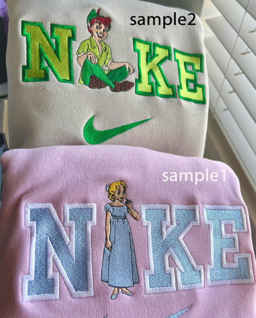 Peter Pan and cinderella Embroidered Sweater, Embroidered Neverland Shirt, Disney Birthday Gift, Matching couble embroidered sweatshirt