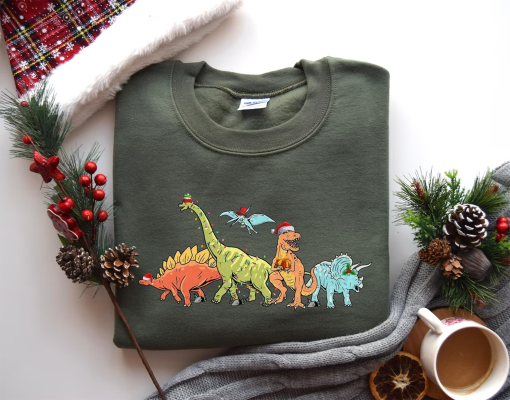 Dinosaur Christmas Lights Sweatshirt, T-Rex Merry Christmas Sweater, Dino Lover Xmas Shirt, Christmas Gifts, Christmas Kids Shirt,Xmas Shirt