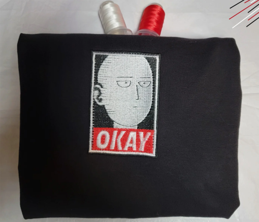 Anime Embroidered Sweatshirt, Embroidered Anime Shirt, Anime Shirt, Embroidered Shirt, Embroidered Hoodie, saitama Anime, Anime Shirt