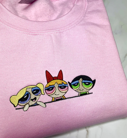 Power.puff Girls Friendship Inspired Embroidered Sweatshirt, Girl Group Matching Hoodie T shirt, Y2K Embroidery Shirt