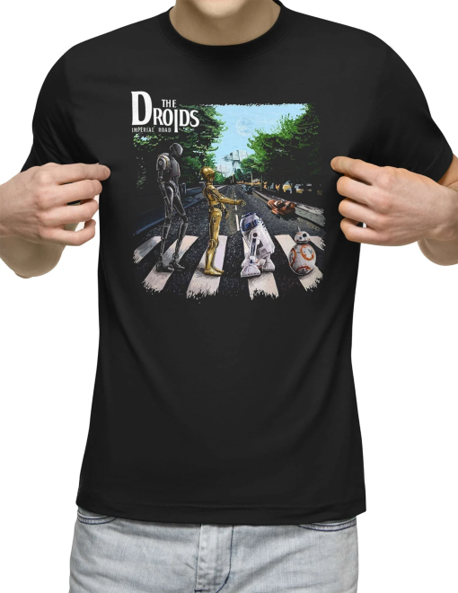 Star Wars Shirt Droids Abbey Road T-Shirt Movie Music Mashup Adults Gift For Men T Shirt