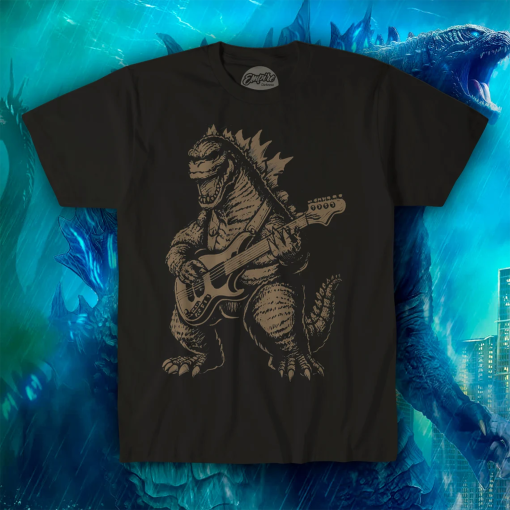 Godzilla playing guitar shirt | mens Godzilla playing guitar tshirt | music tee | mens graphic t shirts