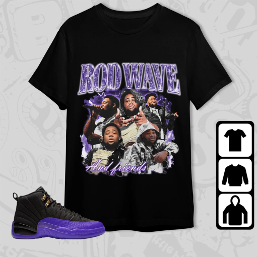 Rd Wave Unisex Tees, Jordan 12 Field Purple Shirt To Match Sneakers, Rod Wave HipHop Shirt, Rapper Tees