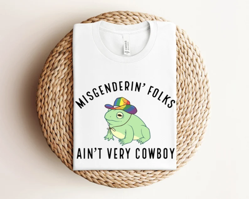 Misgendering Folks Aint Very Cowboy Shirt, Funny Gay Shirt, Pride Folk Shirt, Cowboy Folk Shirt, Rainbow Cowboy Shirt, LGBT Shirt, Pride Tee