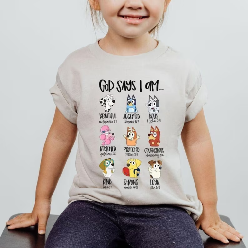 God Says I Am Bluey Shirt, Bluey Family Matching Shirt, Family Birthday Tee, Bluey Gift Shirt, Custom Birthday Matching Tee