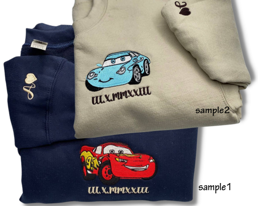 Couple Matching Outfit Cars Mcqueen And Sally Embroidered Sweatshirt