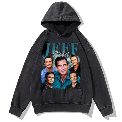 Jeff probst Vintage Washed T-Shirt, Presente Homage Graphic Unisex Long Sleeve, Bootleg Retro 90’s Fans Hoodie Gift