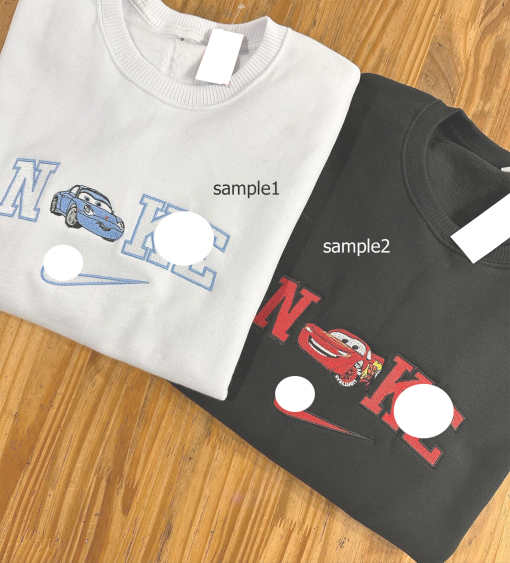 Cars Mc..que..en x Mater Embroidered Sweatshirt, Cartoon Sweatshirts, Christmas Shirt, Trending Embroidered Crewneck