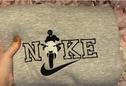 White motorbike NKE  Embroidered Sweatshirt