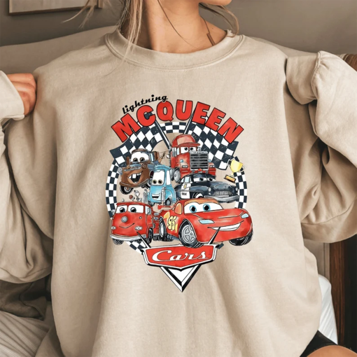 Retro Lightning Mcqueen Sweatshirt, Vintage Disney Cars Hoodie, Disney Car Pixar Sweatshirt, Cars Theme Birthday Hoodie, Cars Character