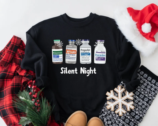 Silent Night Christmas Sweatshirt, Christmas ICU Nurse Sweatshirt, Dream Team Sweatshirt, Anesthesiologist CRNA Sweatshirt, Surgical Medical