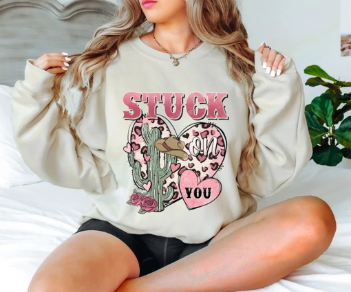 Stuck On You Shirt, Western Valentine’s Day Shirt, Retro Cactus Valentine’s Day Shirt, Valentine’s Day Gift, Country Love Couple Shirt