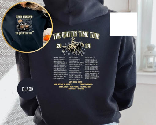 Zach Bryan The Quittin Time 2024 Tour Hoodie, Country Music Singer, American Heartbreak Sweatshirt, Western Cowboy Sweatshirt, Gift For Fan