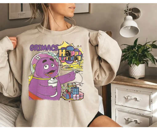 Retro Grimace Shake Sweatshirt, Funny Tik Tok Trend Meme,HBD Grimace Hilarious Shirt,Grimace Survivor Appareal,Happy Birthday Grimace Shirt