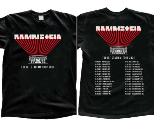 Rammstein Tour 2024 T-Shirt – Black – Metal Fan Memorabilia – Stage on Fire