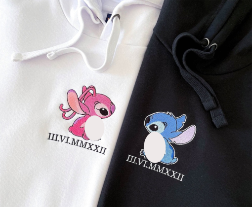 Matching Embroidery Personalized Hoodie Sweatshirt/Hoodie/Tshirt, Embroidered Stitch Couple