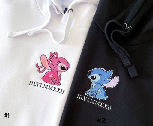 Matching Embroidery Personalized Hoodie Sweatshirt/Hoodie/Tshirt, Embroidered Stitch Couple