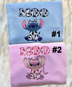 Moo Alien Stitch And Angel Embroidered Sweatshirt