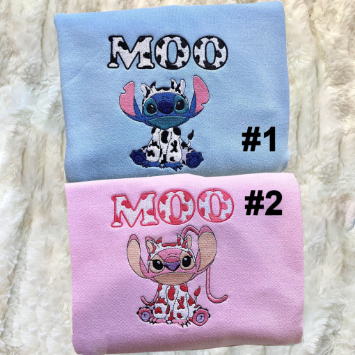 Moo Alien Stitch And Angel Embroidered Sweatshirt