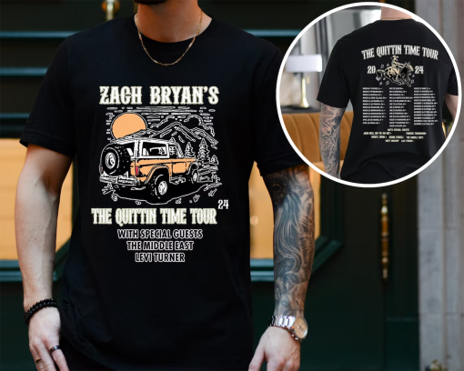 Zach Bryan The Quittin Time 2024 Tour Shirt, Zach Bryan Hoodie, Country Music Singer, American Heartbreak Shirt, Western Tee, Gift For Fan