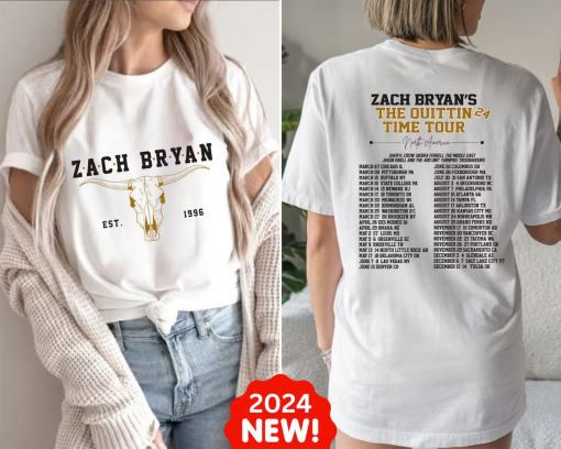 Zach Bryan The Quittin Time 2024 Tour Shirt, Country Music Singer, American Heartbreak Shirt, Western Cowboy Shirt, Gift For Fan