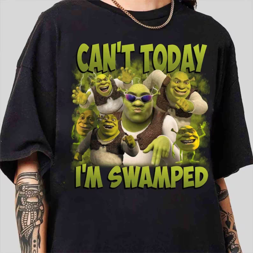 Can’t Today I’m Swamped Shrek 90s Comfort Colors Shirt, Shrek Fiona Princess Shirt, Disney Fiona Princess Shirt, Funny Shrek Trending Tee