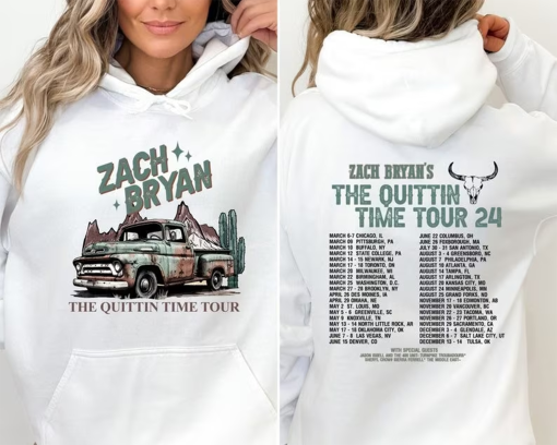 ZachBryan The Quittin Time Tour 2024 Front and Back Printed PNG, Country Music ZB Merch, The Quittin Time Tour Hoodie PNG