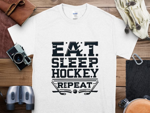 Eat sleep hockey repeat T-Shirt, Hockey Mom Shirt, Sports Mom Tee, Unisex Fit Graphic Tee, Christmas Gift for mom, Hockey season tee