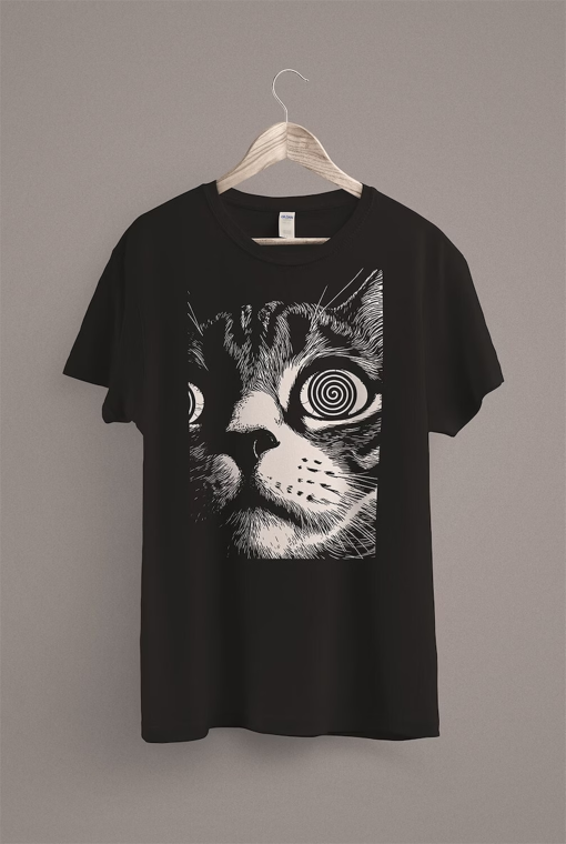 Psychedelic Cat T-Shirt | Trippy Shirt | Gothic Alt Clothing | Dark Aesthetic Fashion | Crust Punk Grunge