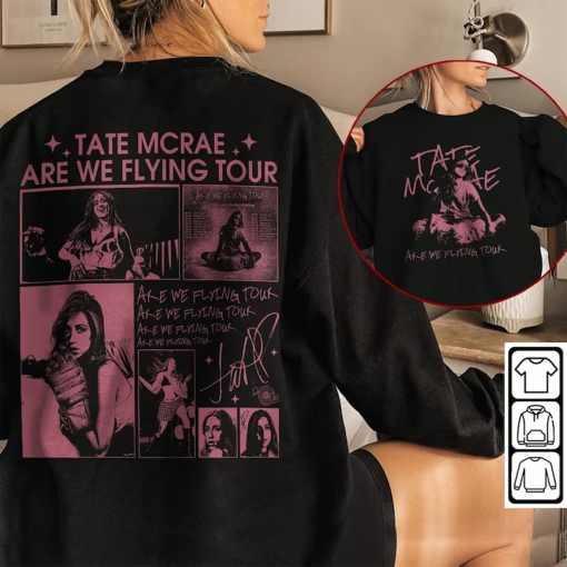 Tate McRae Are We Flying 2023 Tour Music Shirt 2 Sides, Vintage 90s Y2K Sweatshirt, Tate McRae Concert Tickets Unisex Gift Hoodie