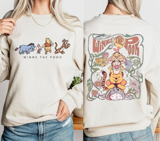 Retro Winnie The Pooh And Friends Sweatshirt, Disney Winnie The Pooh Shirt, Disney Pooh Bear 2 Side Shirt, Disneyland Classic Pooh and CO