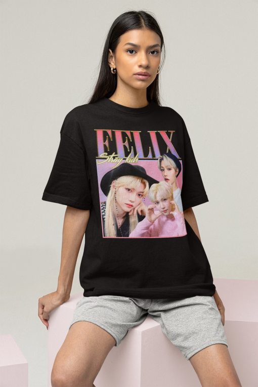 Stray Kids Felix Retro Vintage Tee – Kpop T-shirt – Stray Kids Merch – Stray Kids Shirt – Kpop Merch – Kpop Gift