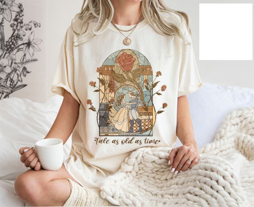 Comfort Colors® Vintage Tale as Old as Time Shirt, Retro Beauty and the Beast T-Shirt, Disney Princess Shirt, Belle Beauty Princess Tees