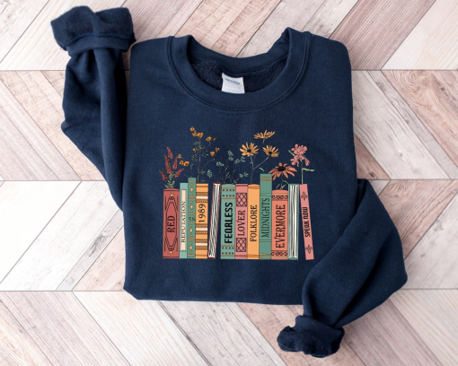 Albums As Books Sweatshirt, Trendy Aesthetic For Book Lovers, Crewneck Sweater, Folk Music Hoodie, Country Music Hoodie, Rock Music Sweater