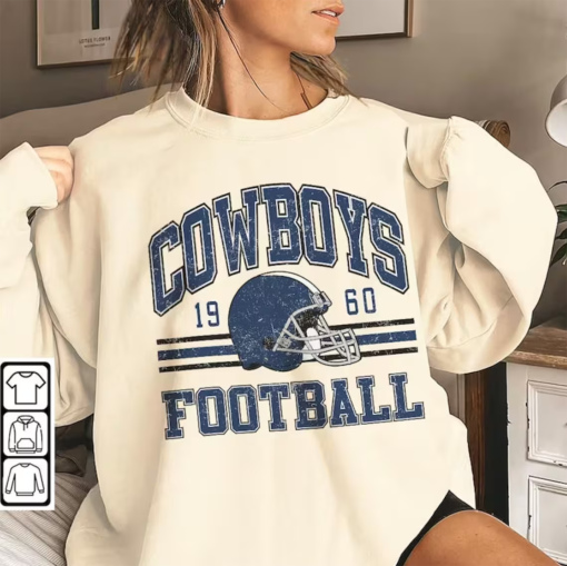 Vintage Cowboys Football Sweatshirt, Shirt Retro Style 90s Vintage Unisex Crewneck, Graphic Tee Gift For Football Fan