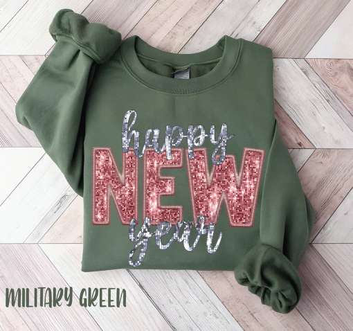 Glitter New Years Sweatshirt, New Years Shirt, Women’s New Year’s Eve shirt, New Year’s Eve Shirt Women, Happy New Year Glitter Shirt.