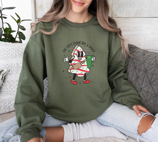 Funny Christmas Sweatshirt – Out Here Looking Like A Snack Sweatshirt – Holiday Sweatshirt – Girlfriend Gift – Funny Gift For Her