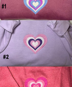 Embroidered Multicolor Heart Cute Sweatshirt, Trendy Embroidery…