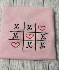 XOXO Tic Tac Toe Valentines embroidered crewneck;…